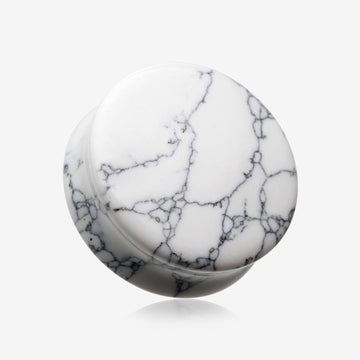 A Pair of White Howlite Stone Double Flared Ear Gauge Plug